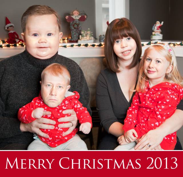 Wife wanted a family portrait for Christmas. This is what she got. (face swap)