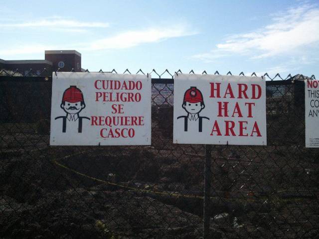 Apparently the Spanish version of signs have to have a moustache