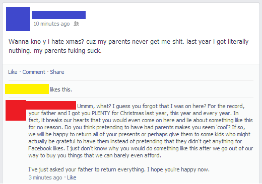 Kid Makes Up Lie About His Parents Never Getting Him Anything for Christmas... His Mom Sees It and Isn't Pleased