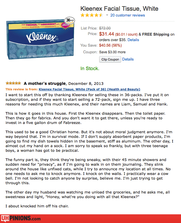 This isn't about blowing your nose...is it?