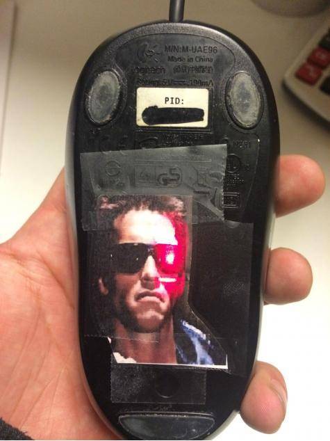 It snowed 2 inches today, and I am the only person in the office. This is now the underside of my coworker’s mouse...
