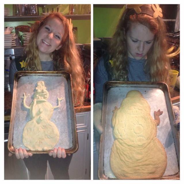 The snowman came out a little differently then expected.