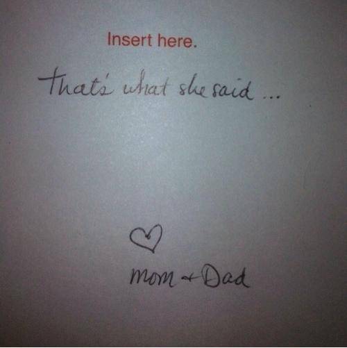 My friend got the best Xmas card from her parents...