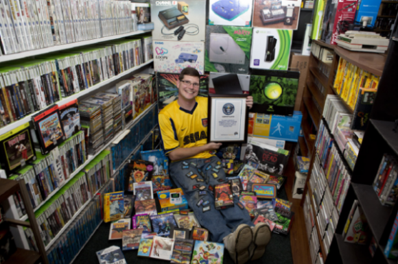 The world record for largest video game collection. Worth $700,000. Or $12 credit at Gamestop