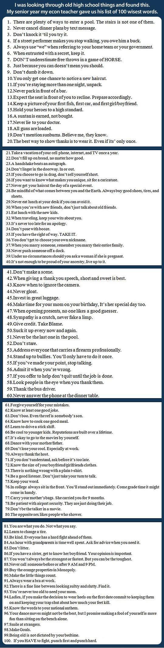 100 bits of wisdom