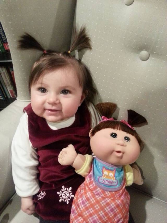 My extended family in Idaho realized that there was already a Cabbage Patch Kid among them. Decided to give it a twin.