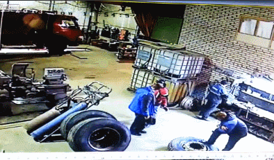 Mechanic meets tire from hell