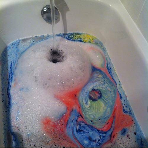 My bath bomb decided to turn my bath into a Van Gough painting