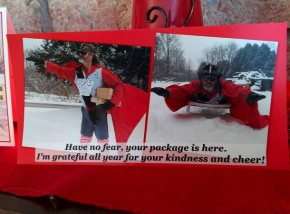 Grandma got this Christmas card from her mailman.