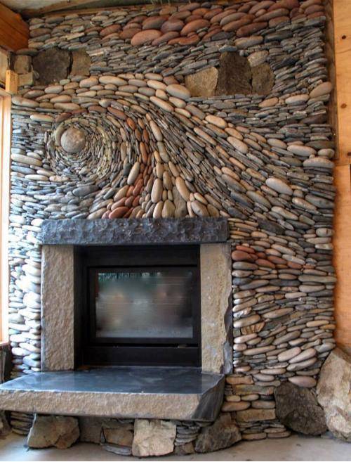 Stone fireplace