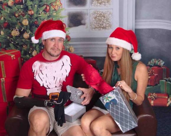 He lost an arm. She had a double mastectomy. This is their Christmas card.