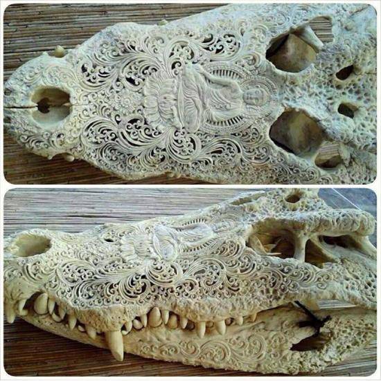 Carved Alligator Skull