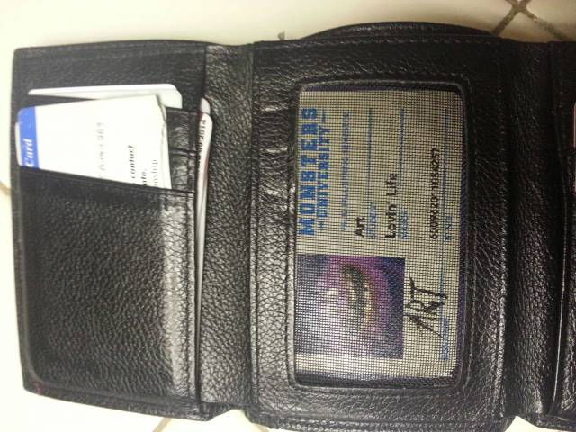 I was pulled over for speeding tonight. This was where my driver's license should have been. Thanks, son.