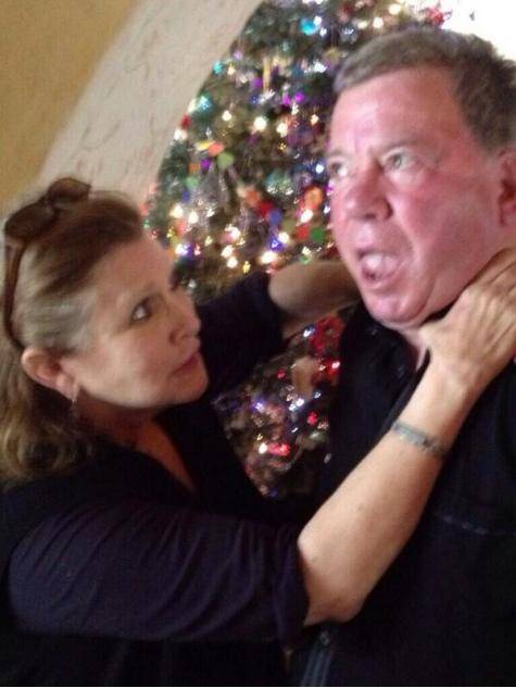 William Shatner just tweeted a pic of him being choked by Carrie Fisher.