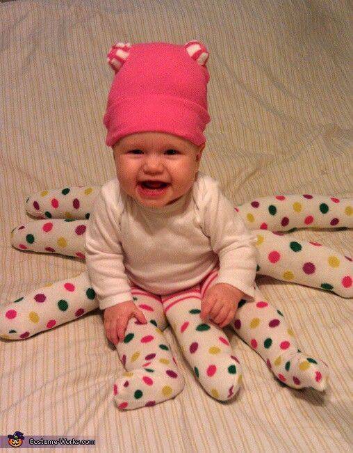 Pinterest idea for baby Halloween costume. Cute until you realize which legs are real...then it's a little weird.