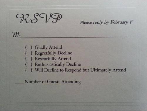 Just got the RSVP to my friend’s wedding...