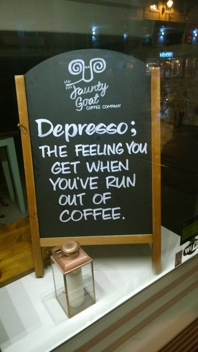 Noticed this in the window of a local coffee shop.