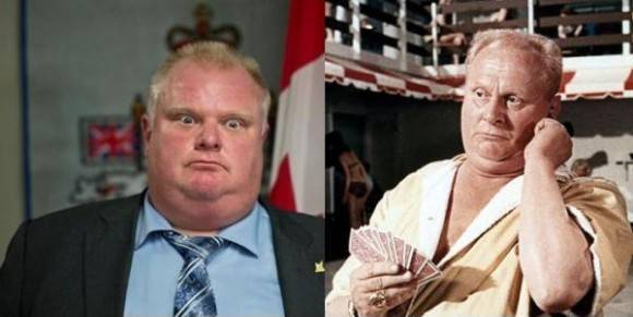 Is it just me or does Rob Ford look like 60's Bond villain Goldfinger?