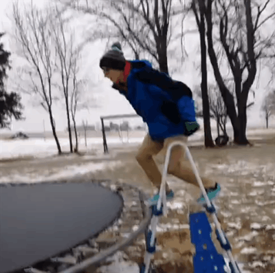 Ice on a trampoline