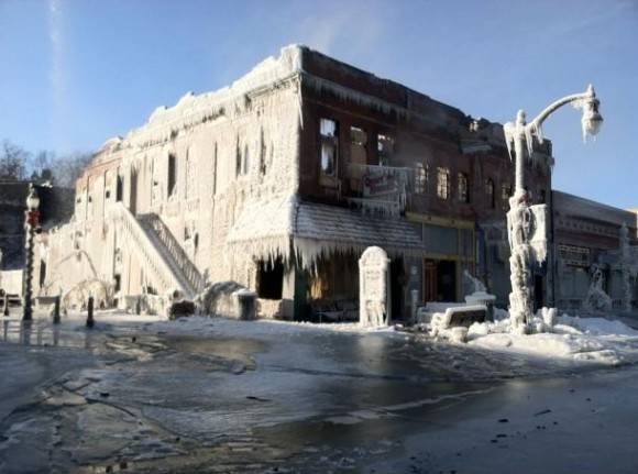 Building caught fire downtown, and this is the end result of the fire being put out when it was below zero.