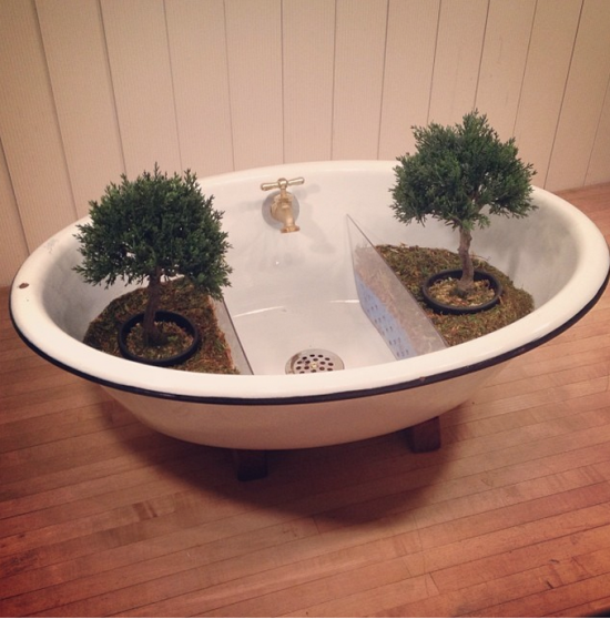 my friend came up with a creative use for wasted sink water.