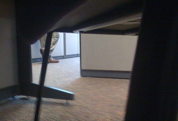 Hung over, thought Id take a nap under my desk. For the first time in months, the CEO decided to stop in and say Hello to everyone.
