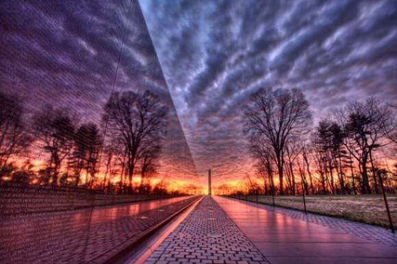 Vietnam War Memorial at sunrise