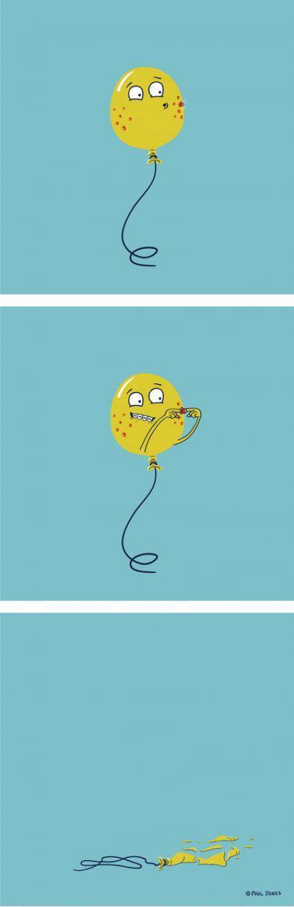 I drew a comic of a teenage balloon and his struggles with acne.