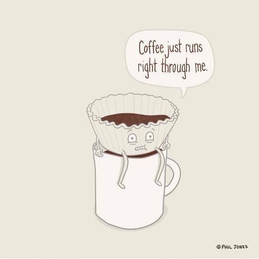 I drew a coffee filter that shares my struggles with coffee.