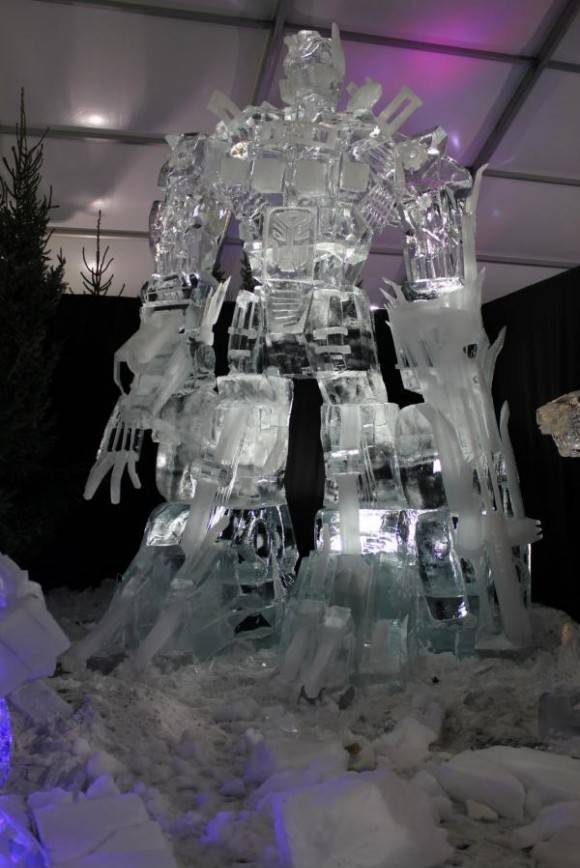 26 foot tall Optimus Prime ice carving