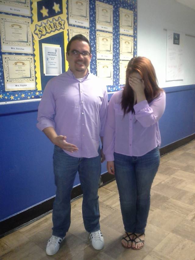 What's worse than dressing like a co-worker? Dressing like your teacher...