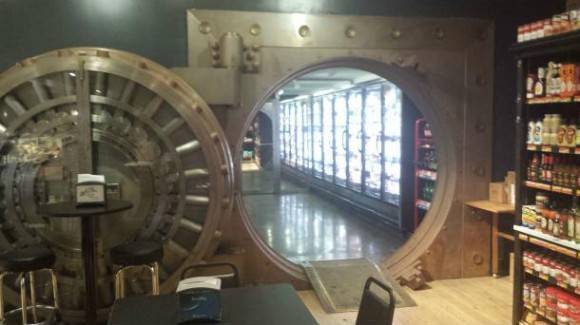 Our neighborhood supermarket used to be a bank; this is how they use the vault.