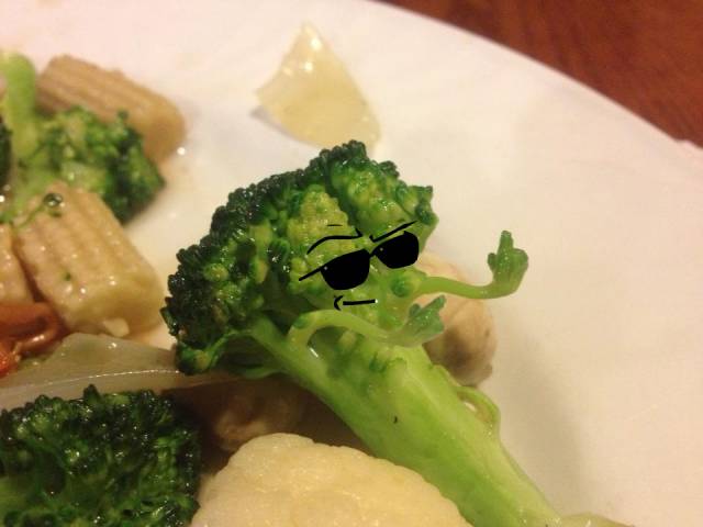 I think you were misreading that broccoli's finger gestures.