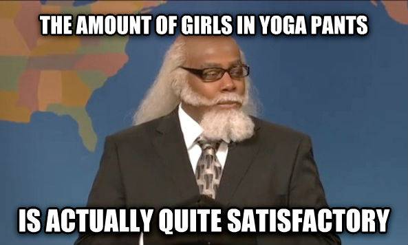 My reaction after starting to eat dinner later at my university with people who work out beforehand