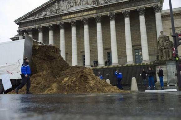 Several tons of horse sh*t was just dumped outside French parliament.