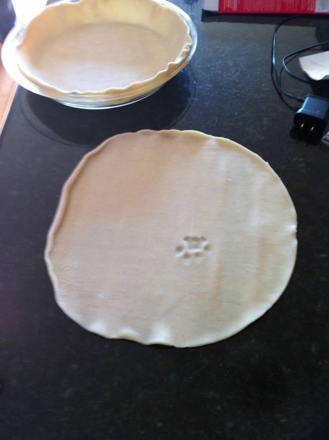 Made a pie crust. Turned around to get filling. Turned back around and this is what I found.