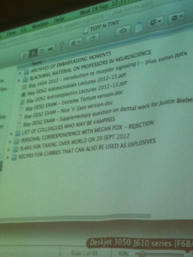 While my professor was setting up for his lecture....