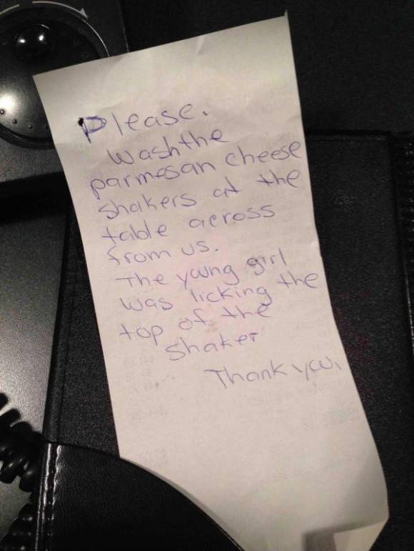 I work at a restaurant. This note came with a check