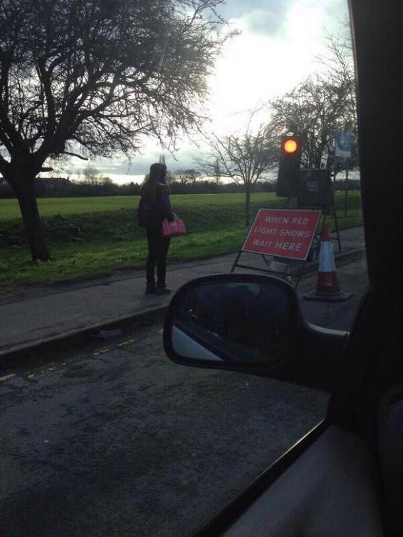 The poor girl actually stopped walking.