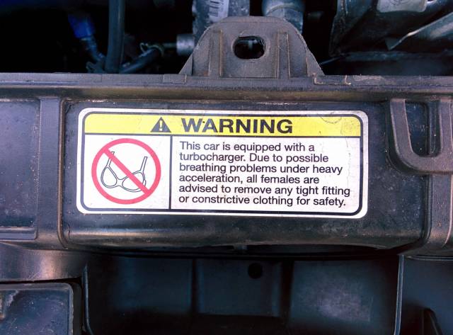 Went to view a car today. Had a fantastic warning sticker. I approve.