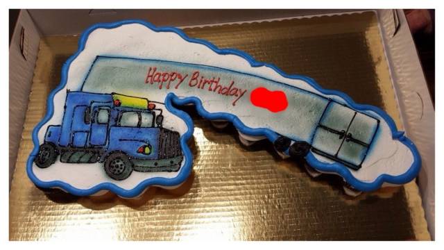 This cake has a semi...