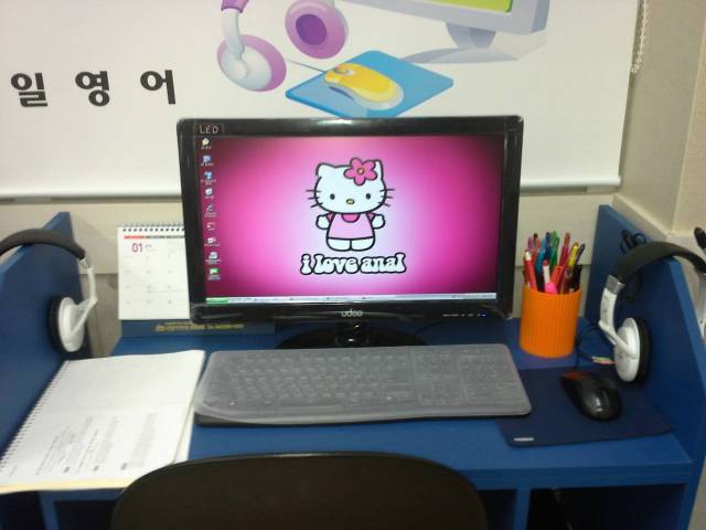 My friends Korean co-teacher has no idea what the background on her school computer means.