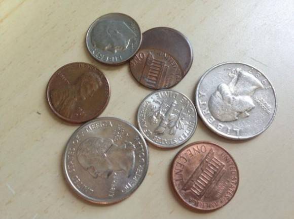 Was taking loose change out of my pocket when I noticed something odd