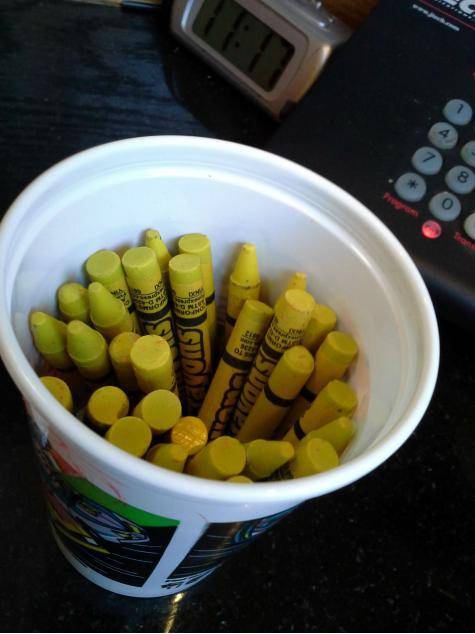 If kids ever throw a tantrum in my restaurant this is the crayon cup I give them with their coloring sheet.