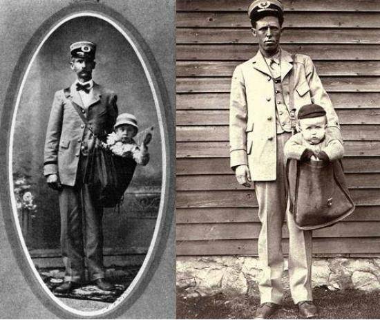 In 1913 it was legal to mail children. With stamps attached to their clothing, children rode trains to their destinations, accompanied by letter carriers.