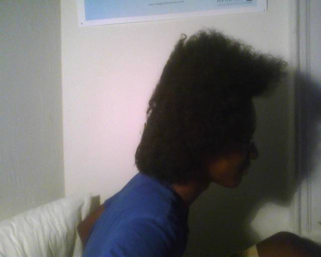 My friend was leaning back for a while against the wall and this happened when he sat up