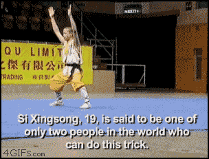 Monk doing a backflip