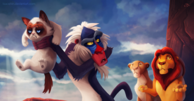 10 funny illustrations of Grumpy Cat in Disney Movies