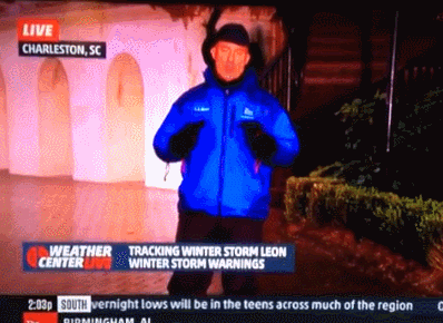 Jim Cantore knees college kid in the groin