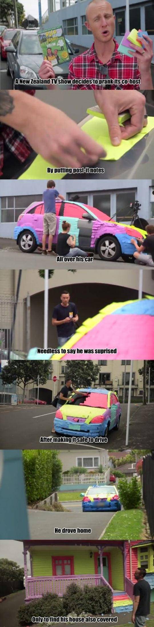 Post it prank.